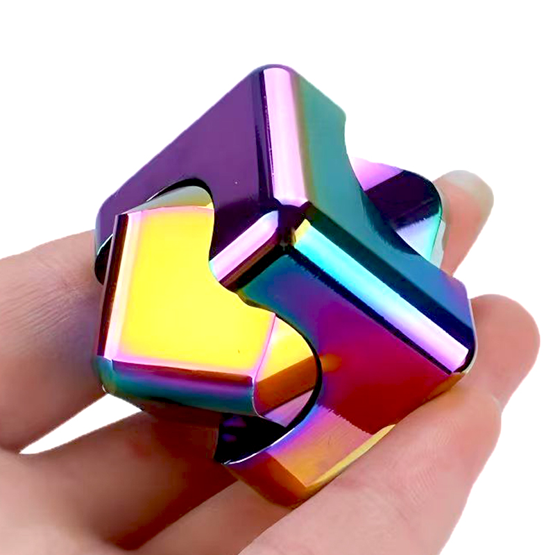 Cool Office Tech Gadgets - ลูกบาศก์สปินเนอร์อินฟินิตี้ทรงสี่เหลี่ยม ของเล่นโลหะบรรเทาความเครียด ของเล่นเสริมสมาธิ แก้ความวิตกกังวล ของเล่น EDC