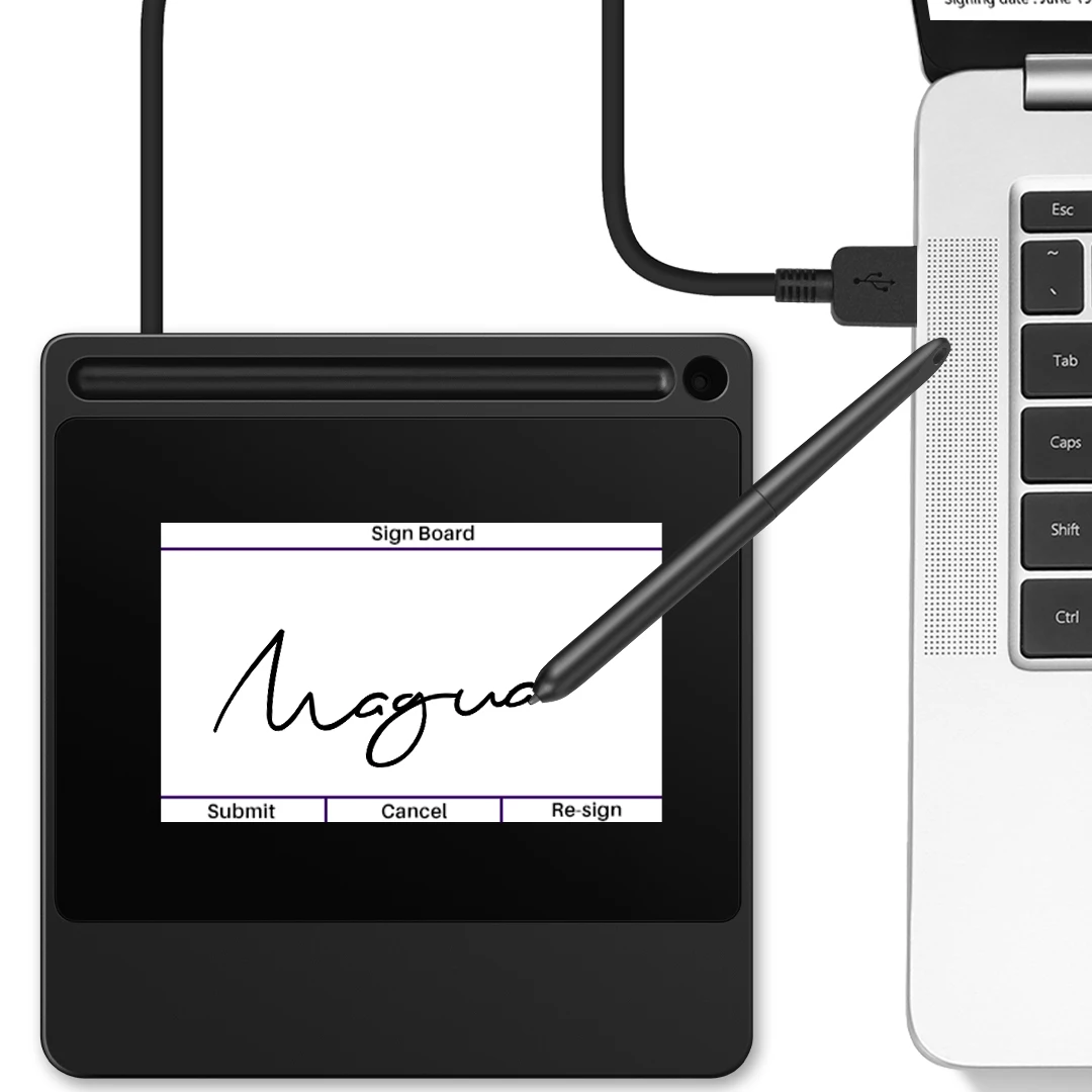 Digital Signature Pad - แผ่นลายเซ็นดิจิทัลแบบไร้กระดาษ DS510 ขนาด 5 นิ้ว สำหรับธนาคารและโรงแรม