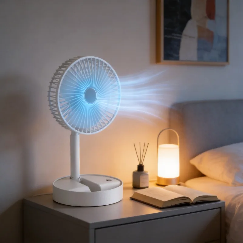 Cool Office Tech Gadgets - ชาร์จ USB พัดลมพับได้ขนาดเล็ก พัดลมแบบขยายได้ แบตเตอรี่ใช้งานได้นาน พัดลมพกพา